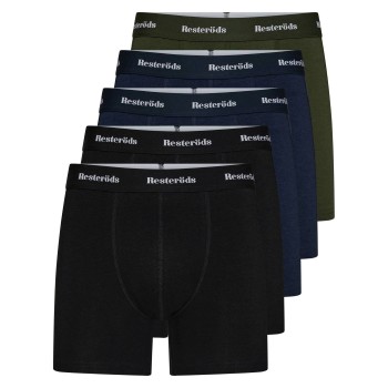 Resteröds 5P Kalle Bamboo Boxer Sort/Grøn Medium Herre