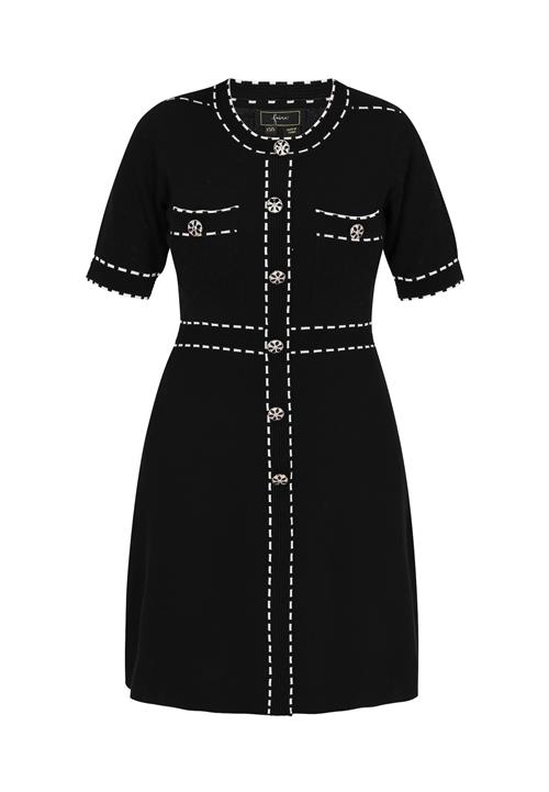 faina Strikkjole  sort / hvid