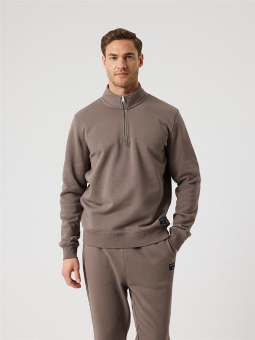 CENTRE HALF ZIP, LIGHT GREY MELANGE