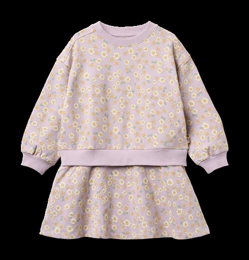 Wheat GOTS Maggie Sweat-kjole Lavender Daisies  Lavender Daisies 92 cm  Lilla  92 cm  kvinde