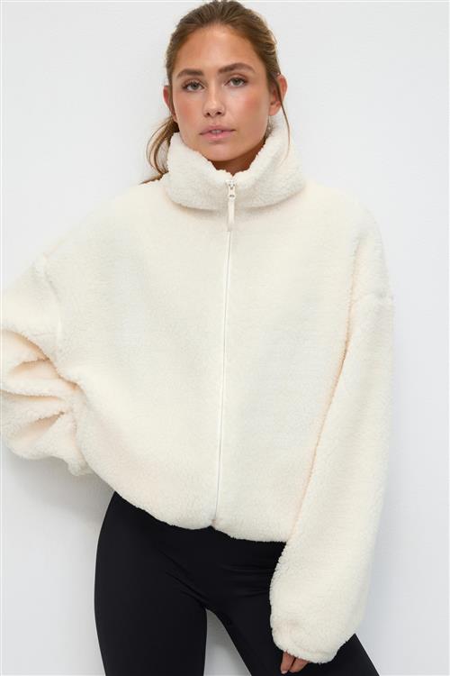 Gina Tricot - Sport fleece jacket - teddy jakker - Hvid - S - Dame