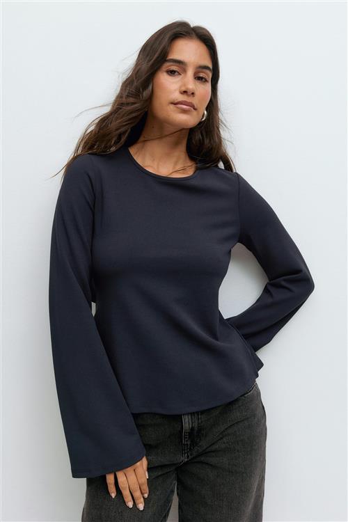 Gina Tricot - Tie back long sleeve top - Langærmede toppe - Blå - S - Dame