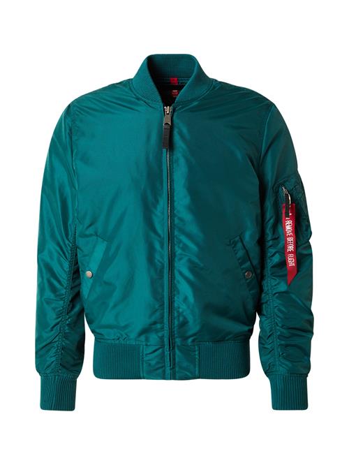 ALPHA INDUSTRIES Overgangsjakke 'MA-1'  smaragd / blodrød / hvid