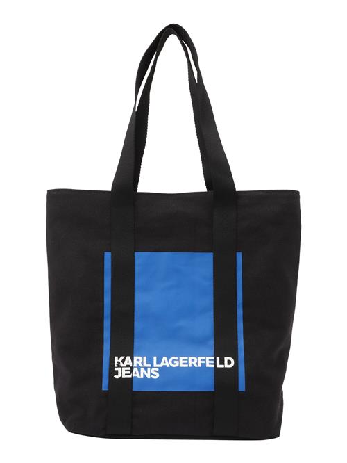KARL LAGERFELD JEANS Shopper 'Box Logo Canvas'  blå / sort / hvid