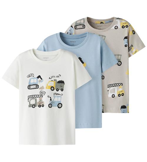 Name It T-shirt - NmmDanny - 3-pak - Cloud Dancer/Blue Fog/Chate