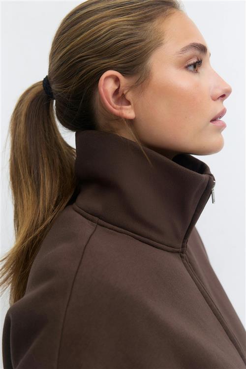 Gina Tricot - Soft sport zip sweater - Trøjer - Brun - XS - Dame