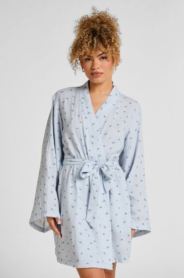 Hunkemöller Kort musselinkåbe Blå