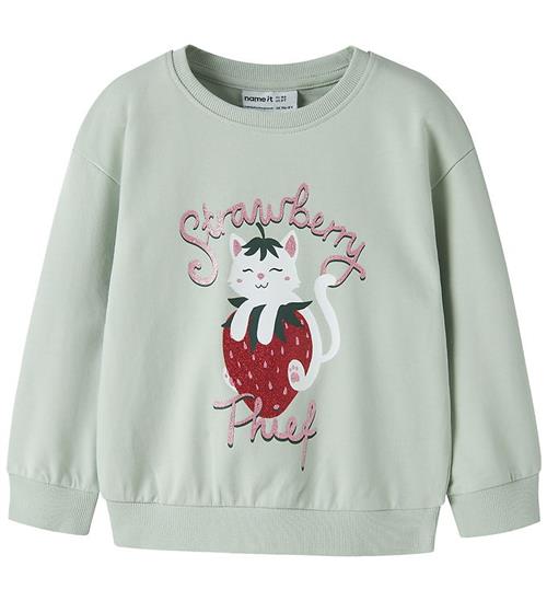 Name It Sweatshirt - NmfVisus - Pale Aqua/Strawberry Cat