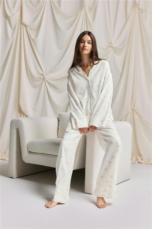 Gina Tricot - Flannel pyjamas trousers - pyjamasser - Hvid - XS - Dame