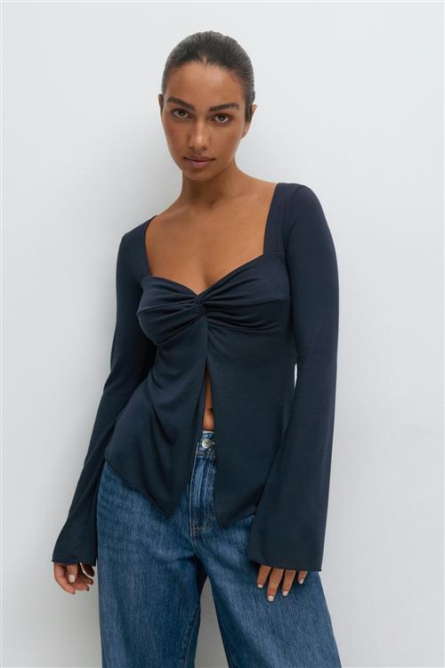 Gina Tricot - Twisted detail top - Langærmede toppe - Blå - S - Dame
