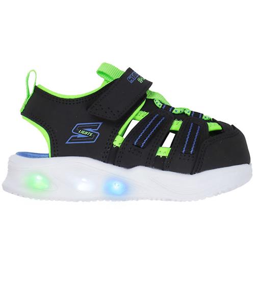 Skechers Sandal m. Lys - Sola Glow - Black/Lime