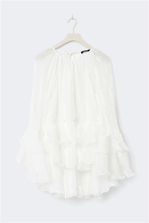 Gina Tricot - Flowy frill mini dress - korte kjoler - Hvid - 40 - Dame