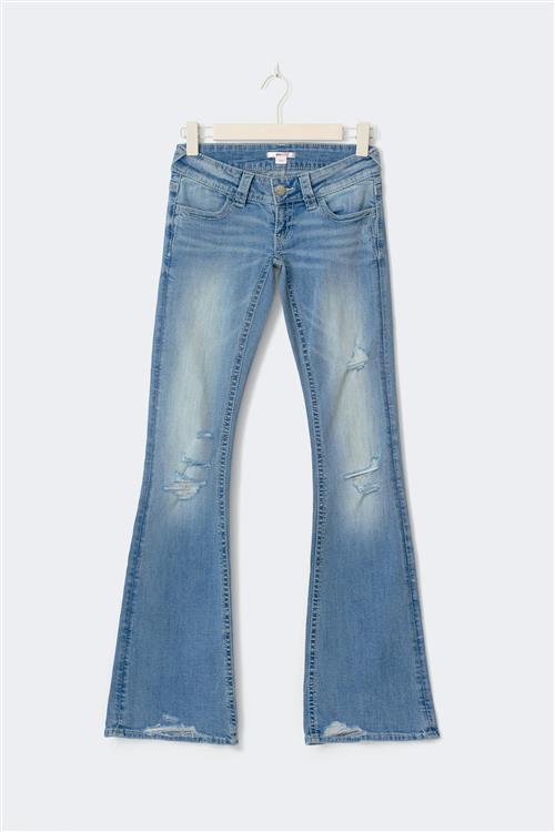 Gina Tricot - 14+ too messy flare jeans tall - Jeans - Blå - XS - Dame