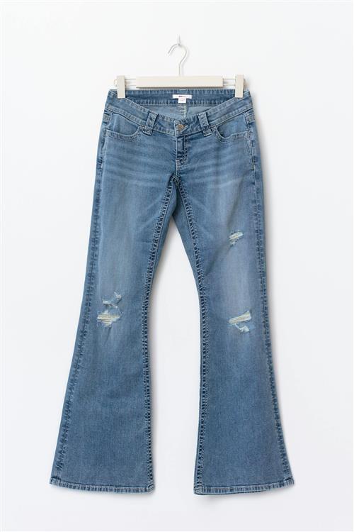 Gina Tricot - 14+ sparkle flare jeans curve - flare jeans - Blå - XL - Dame