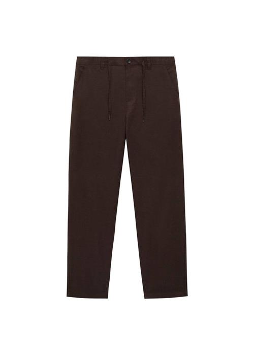 MANGO MAN Lærredsbukser 'Lave'  mørkebrun