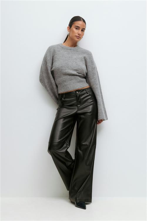 Gina Tricot - Straight pu trousers - PU-Læderbukser - Sort - 34 - Dame