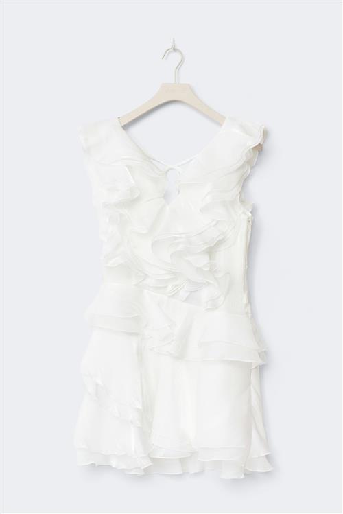 Gina Tricot - Frill mini dress - korte kjoler - Hvid - 38 - Dame