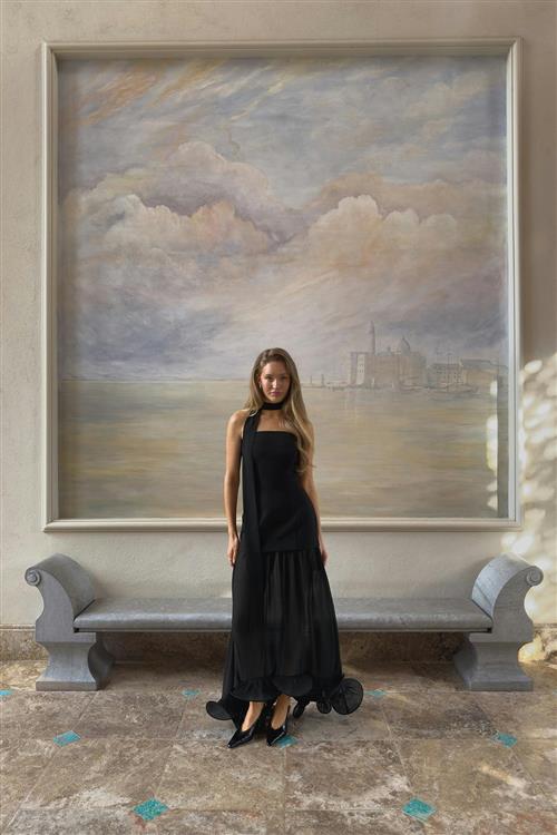 Gina Tricot - Bandeau frill maxi dress - Lange kjoler - Sort - 44 - Dame