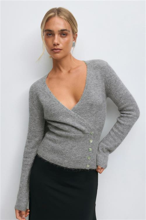 Gina Tricot - Alpaca blend knitted top - Striktrøjer - Grå - M - Dame