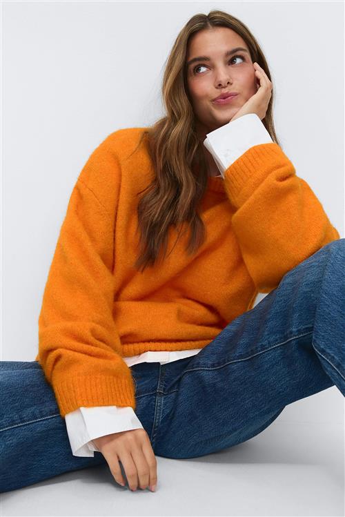 Gina Tricot - Crew neck knitted sweater - Striktrøjer - Orange - XS - Dame