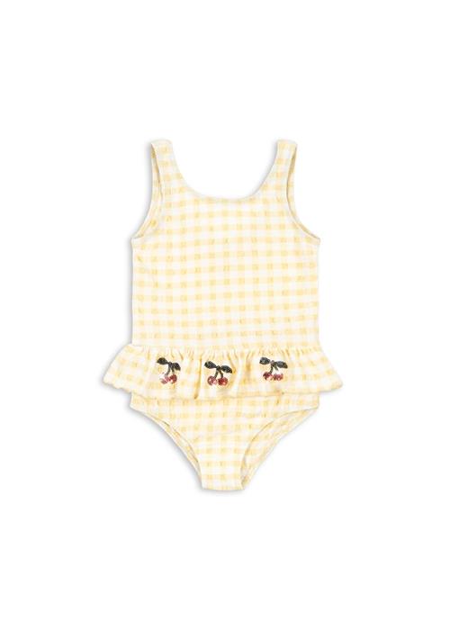 Konges Sløjd Etta Badedragt Banana Almond Check  Banana Almond Check 12 months  Gul  12 måneder  kvinde