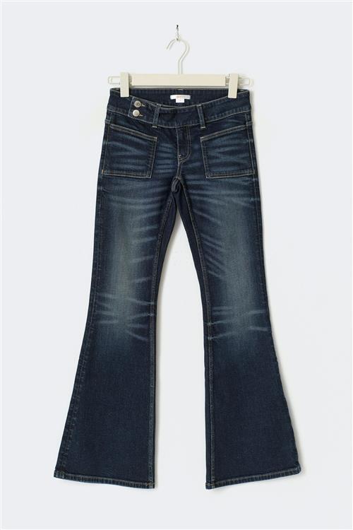 Gina Tricot - Pleated flare jeans tall - Bootcut jeans til piger 9–14 år - Blå - 164 - Pige