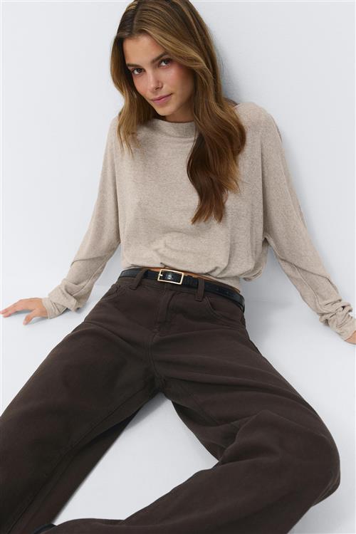 Gina Tricot - Boatneck top - Langærmede toppe - Beige - M - Dame