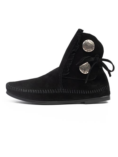 Minnetonka Ankelstøvler 'Two Button'  sort / sølv