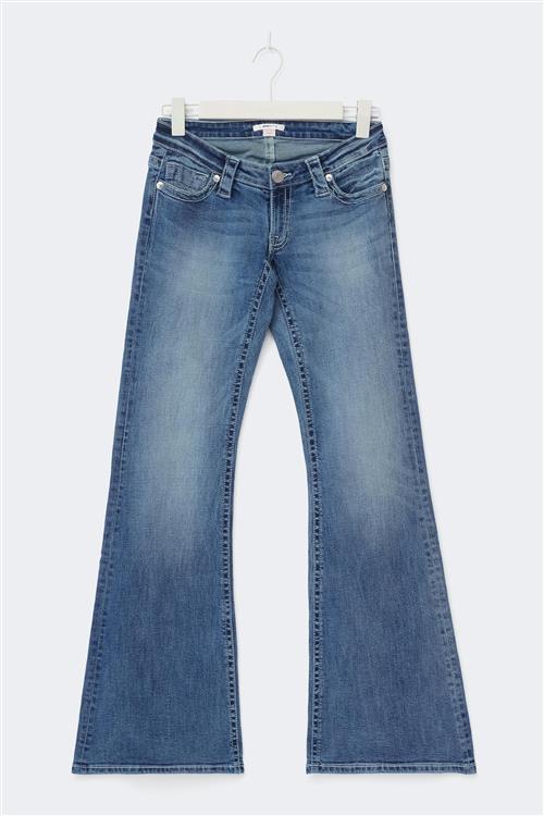 Gina Tricot - 14+ delowlow jeans petite - Low waist jeans - Blå - XS - Dame