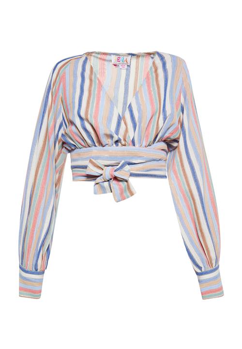 IZIA Bluse  beige / koboltblåt / mint / pastelrød