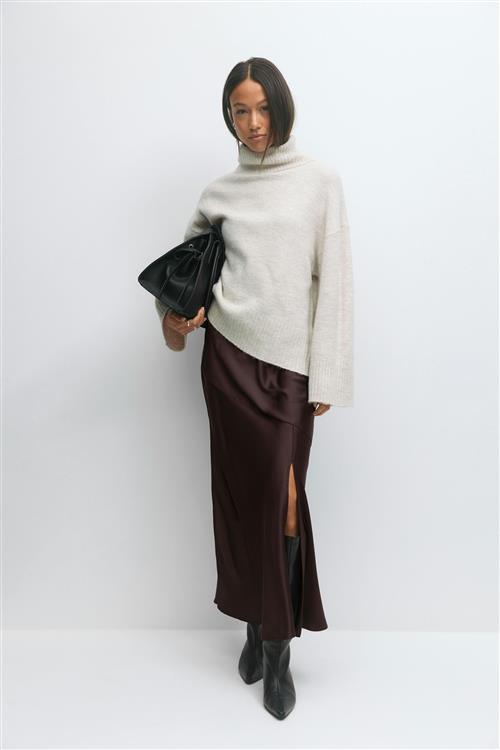 Gina Tricot - Satin skirt - satin nederdele - Brun - S - Dame