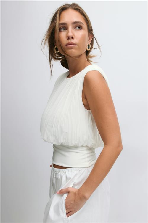 Gina Tricot - Sleeveless chiffon top - Toppe uden ærmer - Hvid - S - Dame