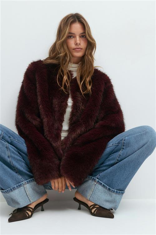 Gina Tricot - Faux fur jacket - faux fur jakker - Rød - XS - Dame