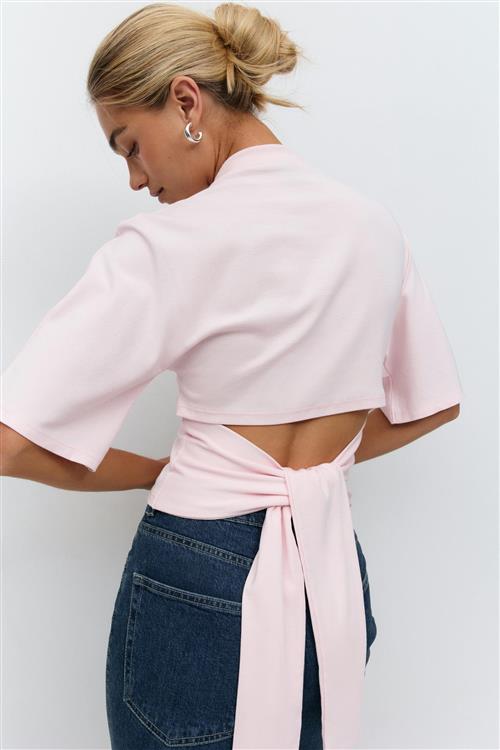 Gina Tricot - Tie back tee - toppe med bindebånd - Lyserød - S - Dame