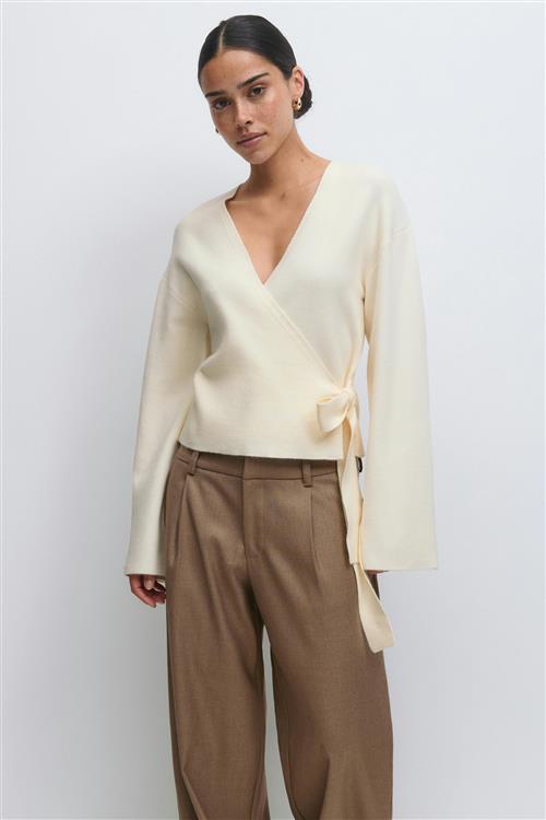 Gina Tricot - Knitted wrap cardigan - Cardigans - Hvid - S - Dame