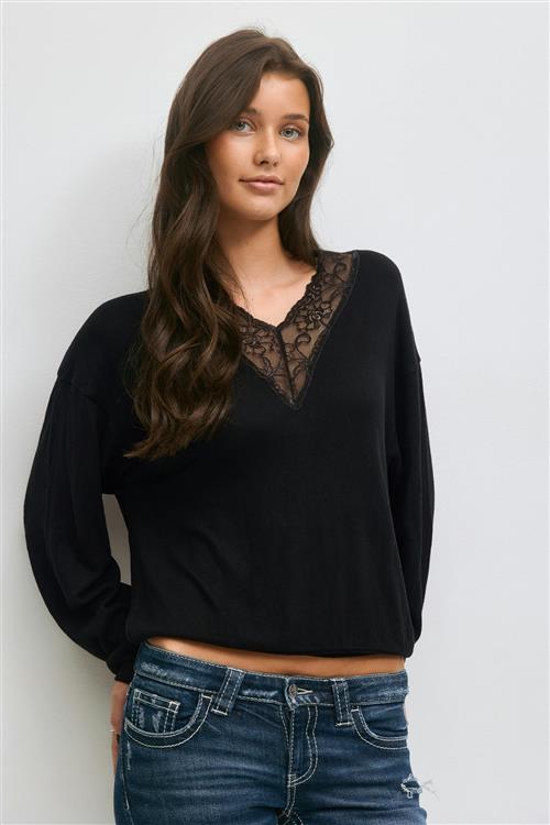Gina Tricot - 14+ lace sweater - striktrojer - Sort - XS - Dame