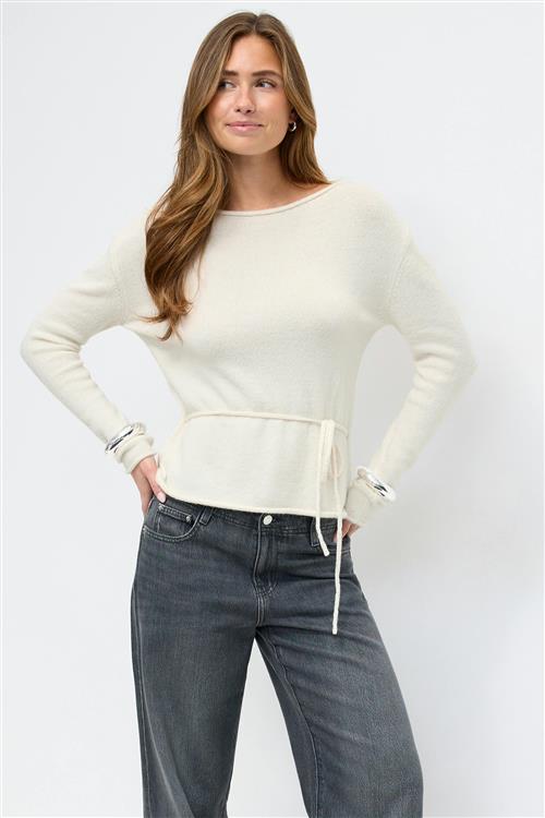 Gina Tricot - Knitted tie top - toppe med bindebånd - Hvid - M - Dame