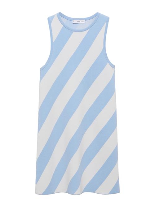 MANGO Strikkjole 'RALLADO'  lyseblå / hvid