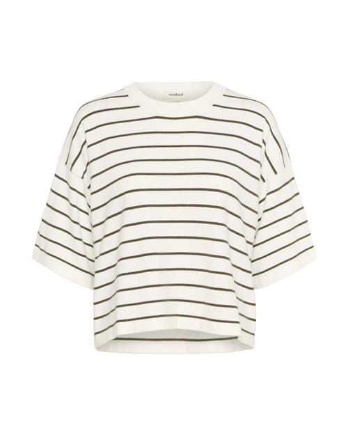 SOAKED IN LUXURY Pullover 'SLSpina'  oliven / hvid