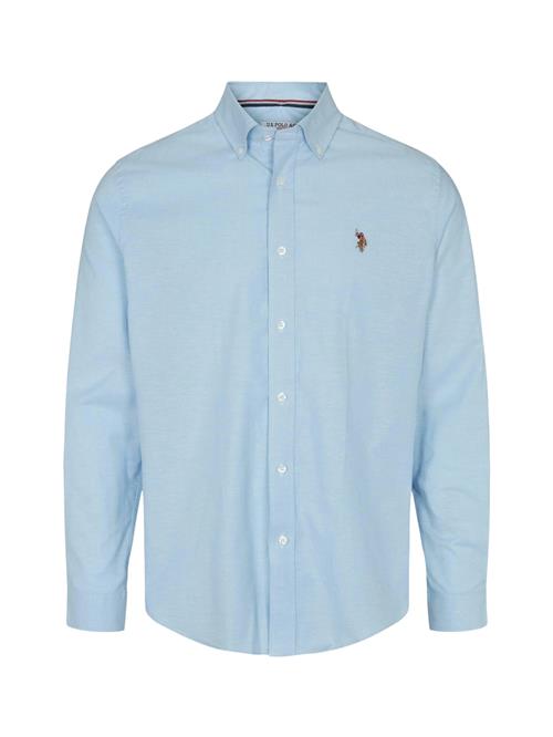 U.S. POLO ASSN. Skjorte 'UMCalvert'  lyseblå / brun / blodrød
