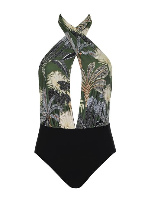 SUNFLAIR Badedragt  pastelgul / grøn / sort / hvid