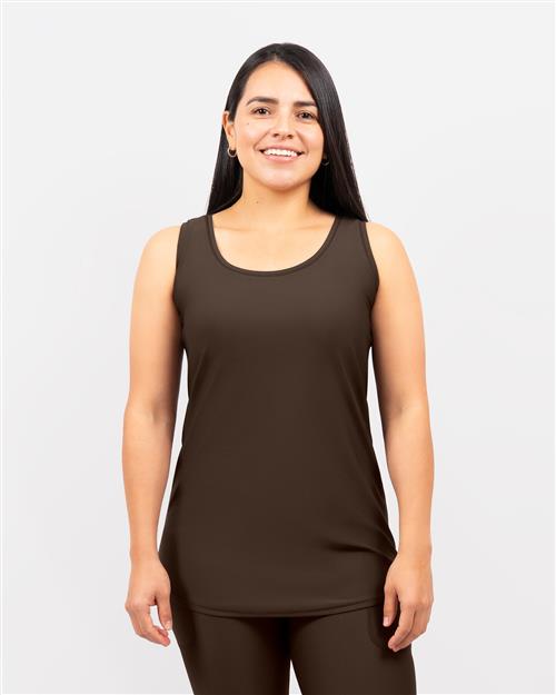 Vigga Fitted Mocha Brown Top - Extra Length