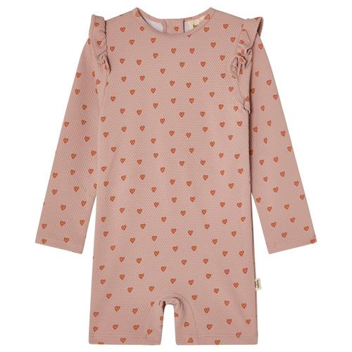 Buddy & Hope Estrid UV-dragt Apricot Hearts 62/68 cm  Lyserød Hjerter 62/68 cm  unisex