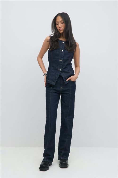 Gina Tricot - Front seam jeans - Highwaist jeans - Blå - 34 - Dame