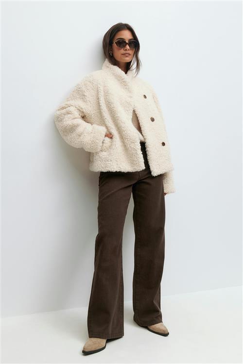 Gina Tricot - Pile jacket - korte frakker - Hvid - S - Dame