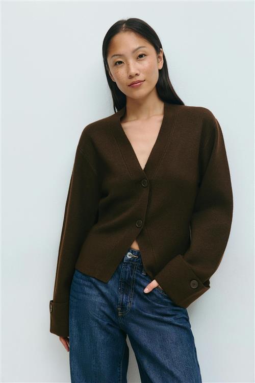 Gina Tricot - Knitted sculptured cardigan - Cardigans - Brun - L - Dame