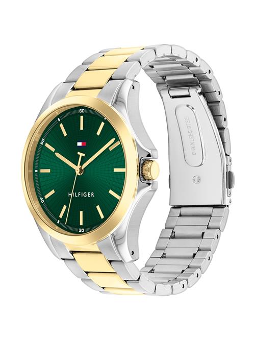 TOMMY HILFIGER Analogt ur 'BRUCE'  guld / mørkegrøn / sølv