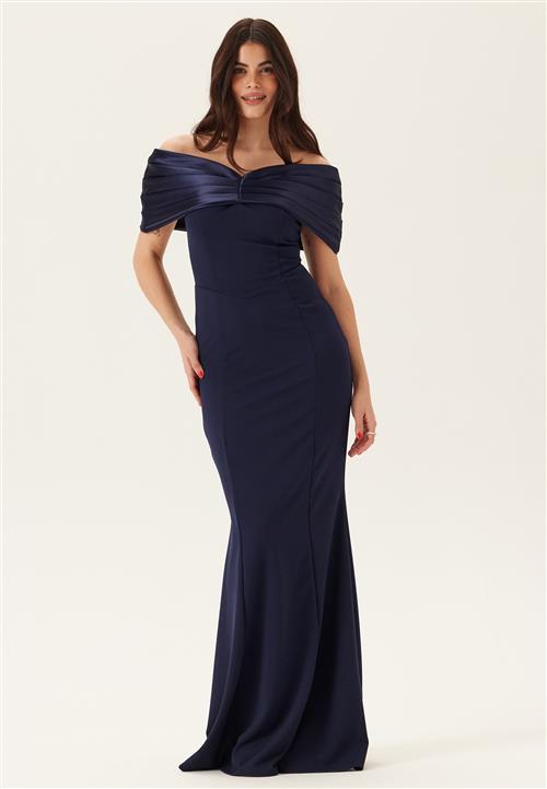 Bubbleroom Occasion Satin Bow Off Shoulder Gown