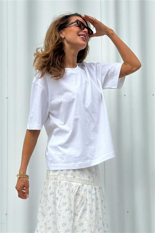 Gina Tricot - Perfect tee - t-shirts - Hvid - L - Dame