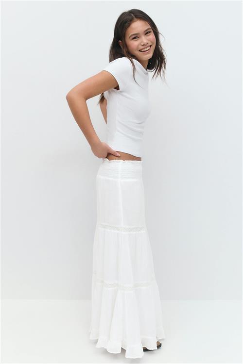 Gina Tricot - Y scandi maxi skirt - Nederdele - Hvid - 146/152 - Pige